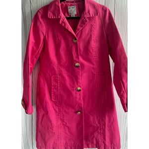 VTG Y2K Old Navy Bright Pink Collared Button Down 100% Cotton Trench Coat